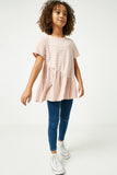 GY1117 Mauve Girls Ruffle Striped Tunic Top Full Body