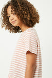 GY1117 Mauve Girls Ruffle Striped Tunic Top Detail