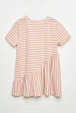 GY1117 Mauve Girls Ruffle Striped Tunic Top Flat Back