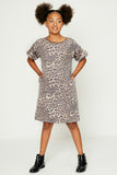 Leopard Print Puff Sleeve Dress