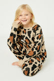 GY1270 Leopard Girls Knit Leopard Leggings- Sit Down Pose