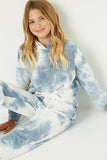 GY1330 Blue Girls Tie Dye Knit Hoodie Front