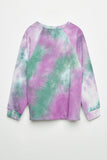 GY2071 Sage Girls Tie-Dye Pullover Tie Front Sweatshirt Flat Back