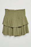 GY2297 Olive Girls Smocked Ruffle Tiered Mini Skirt Front