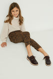 GY2308 Brown Girls Animal Print Elastic Waist Corduroy Pants Full Body