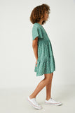 GY2408 Sage Girls Polka Dot Button Detail Mini Dress Side