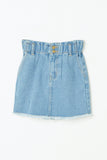 GY2421 Light Denim Girls Elastic High Waist Denim Skirt Flat Front