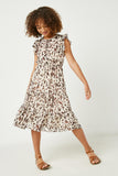 GY2507 Ivory Girls Tie Neck Flutter Sleeve Tiered Midi Dress Full Body