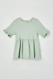 GY2509 Mint Girls Ruffle Sleeve Button Back Peplum Top Flat Front