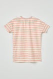 GY2551 Pink Girls Lace Striped Short Sleeve Tee Flat Back