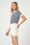 GY2559 White Denim Girls Distressed Frayed Detail Denim Shorts Side