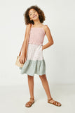 GY2563 Girls Smocked Floral Print Block Dress Full Body