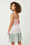 GY2563 Girls Smocked Floral Print Block Dress Back