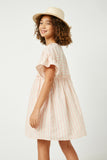 GY2611 Mauve Girls Ruffled Sleeve Striped Swing Dress Back