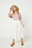 GY2617 Mauve Girls Paneled Flutter Sleeve Ribbed Knit Top Full Body