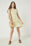 GY2631 SAGE Girls Ruffled Button Down Drop Waist Dress Side