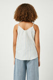 GY2653 Blue Girls Striped V Neck Buttoned Cami Back