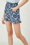 GY2679 NAVY_MIX Girls Bandana Ruffle Shorts Side