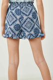 GY2679 NAVY_MIX Girls Bandana Ruffle Shorts Back