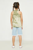 GY2728 OLIVE Girls Tie Dye Racerback Active Tank Back