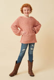 GY2741 Mauve Girls Popcorn Knit Pullover Sweater Full Body