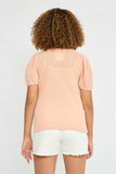 GY2776 BLUSH Girls Swiss Dot Loose Knit Puff Sleeve Top Back