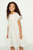 GY2777 IVORY Girls Heart Printed Tiered Chiffon Dress Front