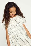 GY2777 IVORY Girls Heart Printed Tiered Chiffon Dress Detail