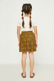 GY2884 MUSTARD Girls Leopard Plated Elastic Waist Tennis Skirt Back