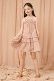 GY2903 MAUVE Girls Smocked Bodice Ruffled Sleeveless Dress Full Body