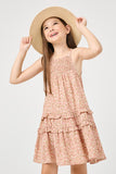 GY2903 MAUVE Girls Smocked Bodice Ruffled Sleeveless Dress Front