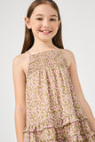 GY2903 SAGE Girls Smocked Bodice Ruffled Sleeveless Dress Detail