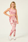 GY2913 PINK Girls Tie Dye Print Active Leggings Full Body