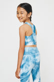 GY2914 BLUE Girls Tie Dye Print Active Sports Bra Back