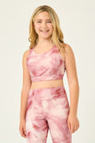 GY2914 PINK Girls Tie Dye Print Active Sports Bra Front