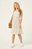 GY2915 OFF WHITE Girls Pleated Skirt Sleeveless Tank Dress Full Body