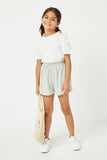 Textured Pleated Elastic Waist Shorts