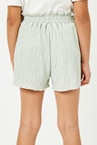 GY2924 SAGE Girls Textured Pleated Elastic Waist Shorts Back