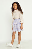 GY2925 Lavender Girls Smocked Waist Ruffled Tier Skirt Full Body