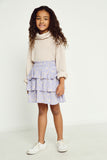 GY2925 Lavender Girls Smocked Waist Ruffled Tier Skirt Full Body 2