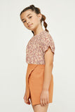 GY2926 RUST Girls Elastic Waist Soft Skort Side