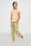 GY2962 SALMON Girls Textured Contrast Band Tee Side