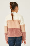 GY5076 MAUVE Girls Soft Fleece Color Blocked Zip Up Bolero Jacket Back