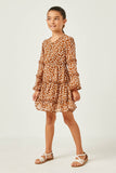 Ruffled Detail Floral Trumpet Sleeve Dress