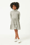 GY5289 OATMEAL Girls Marled Stretch Knit Long Sleeve Turtleneck Tunic Side