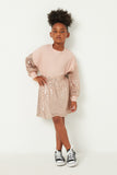 GY5432 PINK Girls Elastic Waist Sequin Flare Skirt Full Body