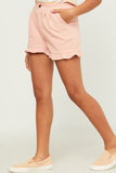 GY5552 PINK Girls Ruffle Detail Elastic Waist Shorts Side