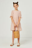 Textured Stripe Tie Sleeve Tiered Dress