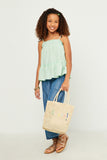 GY5721 MINT Girls Textured Dot Ruffled Tank Full Body