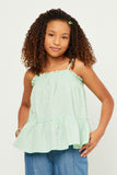 GY5721 MINT Girls Textured Dot Ruffled Tank Front